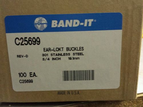 Box of 100 Band-It 3/4&#034; Ear-Lokt Stainless Steel Banding Buckles C25499
