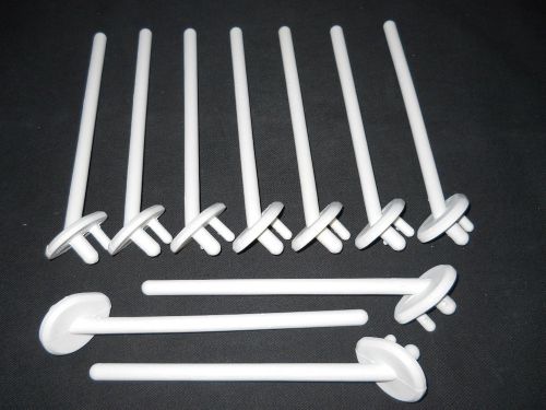 Lot of (10) Unbranded 6.5&#034; x 3/8&#034; White Drying Rack Pegs, Double Prong Mount