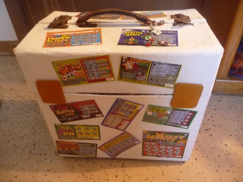 Vintage &#034;Let&#039;s Go Get Lucky&#034; Casino Lottery Map Decoupaged File Storage Box