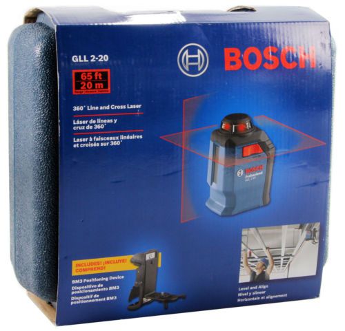 Bosch gll 2-20 360 degree self leveling line and cross laser for sale