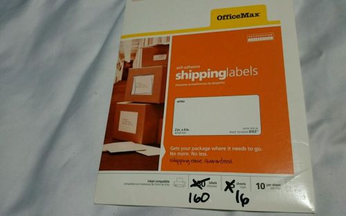 office max self adheive shipping label  2&#034;x4&#034; 160 - 16 sheets 10 per opened pack