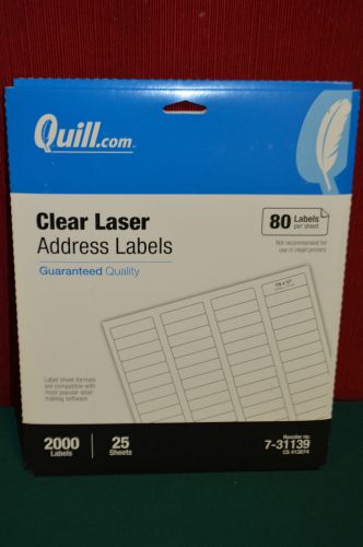 Quill® Return Address Labels; Clear, 1/2x1-3/4&#034;, 2000 Labels FREE SHIPPING!!!!
