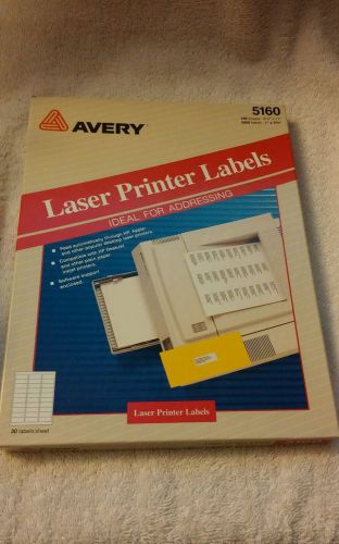 Avery 5160 White Laser Address Labels with Easy Peel - 1&#034; x 2-5/8&#034; - 3,000 /Box
