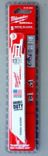 NEW Milwaukee 48-00-5092 6 in. 10 tpi Thin Kerf Sawzall Blades (5 Pk)