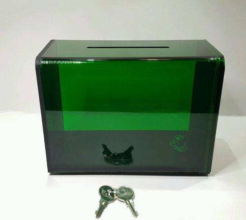 Portable tip box, donation box, counter top charity box, money box! Green&amp;Black