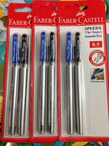 Faber Castell Speed X Blue &amp; Black ink 0.5mm head 6 pen set super smooth gel pen