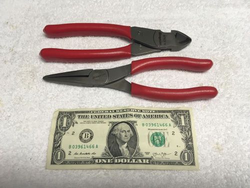 2 Snap On Pliers Set    Snipper Cutter &amp; Pointed  in RED  NEW!  87ACF &amp; 96CF