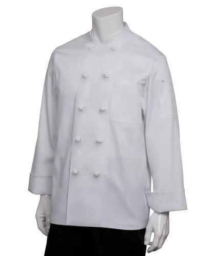 Chef Works PKWC-WHT-L Bordeaux Basic Chef Coat, Large, White