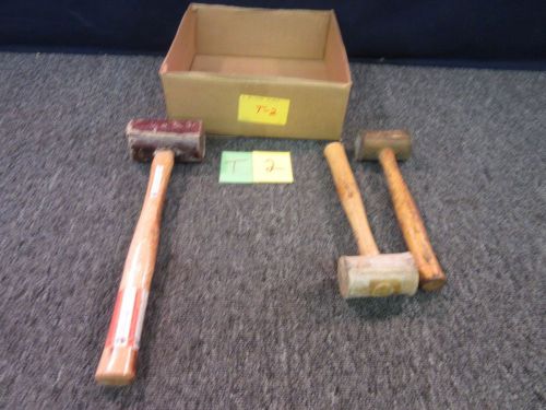 3 VAUGHAN NO NAME HAMMERS HAMMER MALLETS RAWHIDE WOODEN WOOD TOOL USED