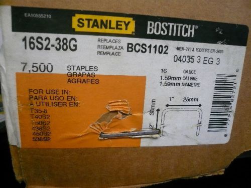 STANLEY BOSTITCH ...16S2-38G.. BCS1102.. 1&#034;WIDE X 1&amp;1/2&#034; LEG.. 7,500 STAPLES