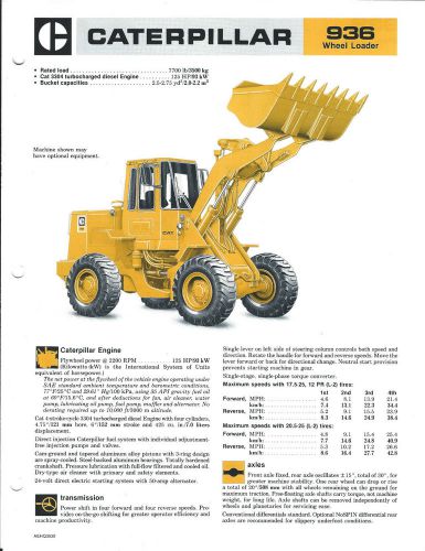 Equipment brochure - caterpillar - 936 - wheel loader - c1983 - 3 items (e3078) for sale