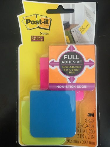 3M F2208SSAU Super Sticky Notes, Full Adhesive, 2&#034;x2&#034;, 8/PK, Assorted 6pk