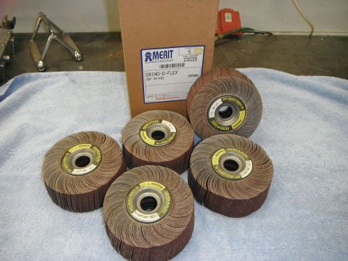 Merit Grind-O-Flex Flap wheels NIB box of 5 6&#034; x 2&#034; x1&#034; 240 grit