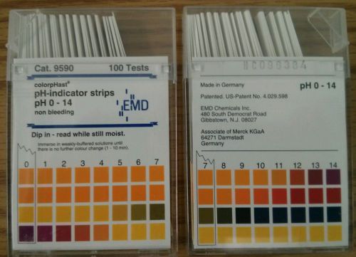 Two-Pack EMD Colorphast pH Paper 0-14, 2X100 Tests NEW