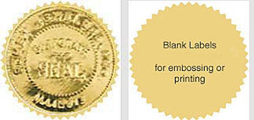 80 Serrated Gold-Silver Foil Notary Corporate Seals Labels 2-1/8&#034; Emboss Print