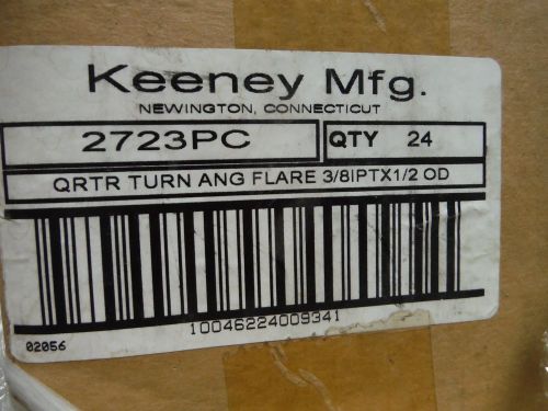 Keeney MFG. 2723PC  Quarter Turn Angle Flare  3/8 I.P.T. X 1/2&#034; O.D. (24pcs)