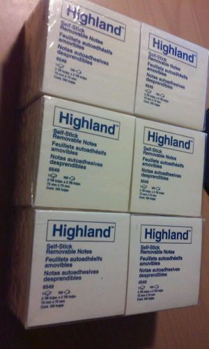 3m Highland Self Stick Removable Notes , 36 each 3X3&#034;/ 100, yellow, Made USA