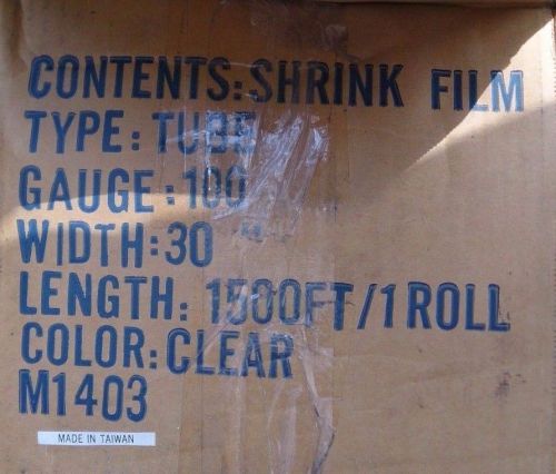 NEW 30&#034; x 1500&#039; Shrink Film Tubing 100 Gauge Single Roll 30x1500-SFTC M1403