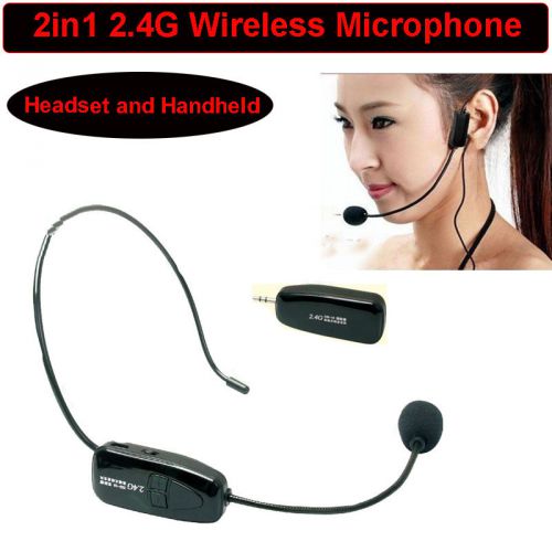 Black portable 2.4g mini wireless microphone headset mic &amp; 3.5mm plug receiver for sale