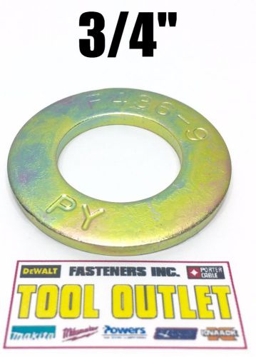 (qty 250) 3/4&#034; f436 sae grade 8 yellow zinc plated hardened flat washers for sale