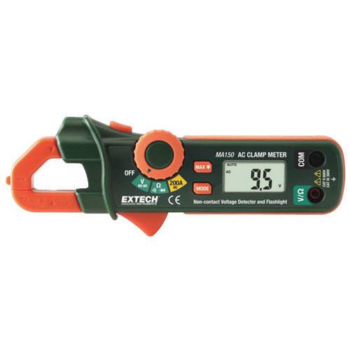 Extech 200A Compact AC Clamp meter with built-in Voltage detector and Flashlight