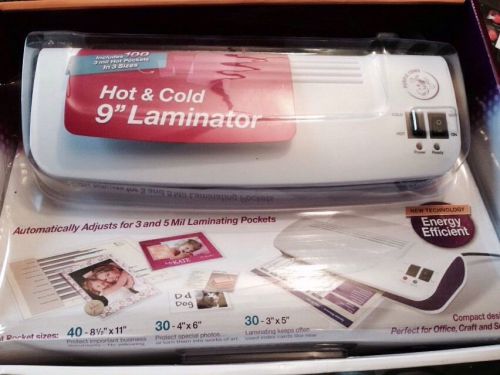 Purple Cows 3016C 9-Inch Hot &amp; Cold Laminator With 100 3-mil Hot Pockets