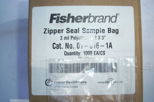 1000 FISHER BRAND ZIPPER SEAL SAMPLE BAGS 2&#034; X 3&#034; 2 Mil Poly Qty1000,$19.00