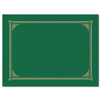 Certificate/Document Cover, 12 1/2 x 9 3/4, Green, 6/Pack, Sold as 1 Package