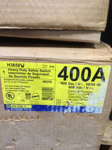 Square D H365VW 400 AMP 600 VOLT INDOOR FUSIBLE SAFETY SWITCH NEW