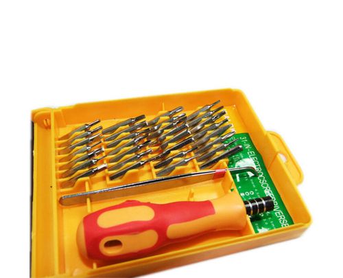 32 Pieces Mini Precision Screwdriver Repair Set With Case Tweezer Handle Yellow