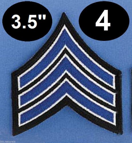 Quality SERGEANT Blue White EMBROIDERED CHEVRON STRIPES DUTY POLICE ARM PATCH US