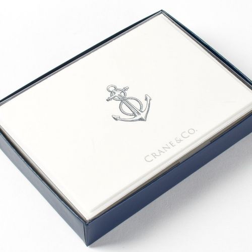 Crane &amp; co. anchor note - pearl white kid finish - 10 notes/envelopes - cn1338 for sale