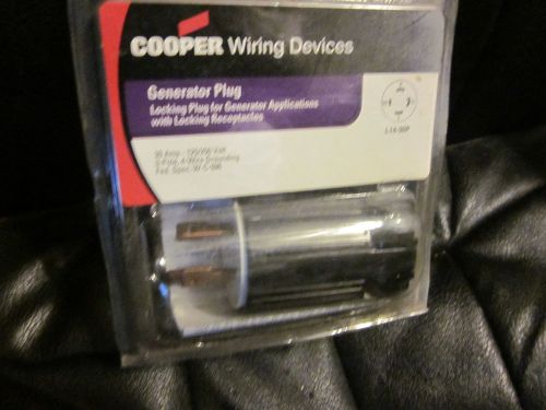 Cooper wiring devices 30-amp 250-volt black 4-wire generator plug l14-30p for sale