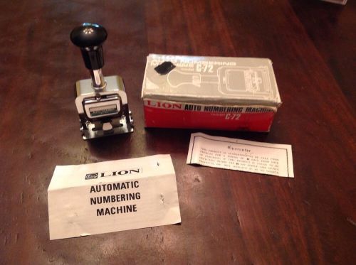 LION C-72 AUTOMATIC AUTO NUMBERING MACHINE INK STAMP VINTAGE