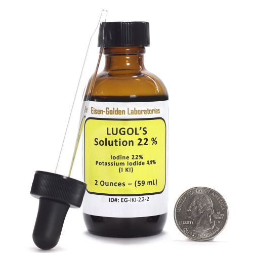 Lugols iodine / 2.2% solution / 2 oz in an amber glass bottle / free dropper usa for sale