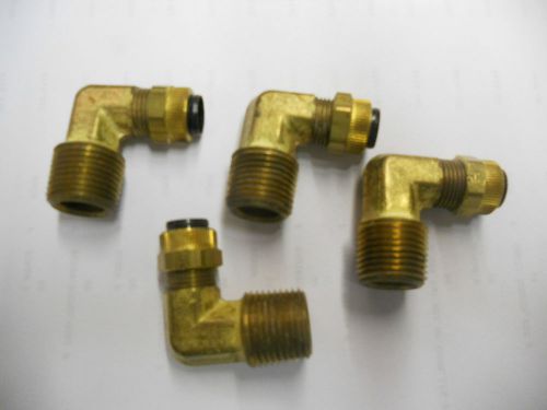 (2) brass elbow fittings,3/8 tubing x 3/8 pipe,169p 6-6,parker , low pressure for sale