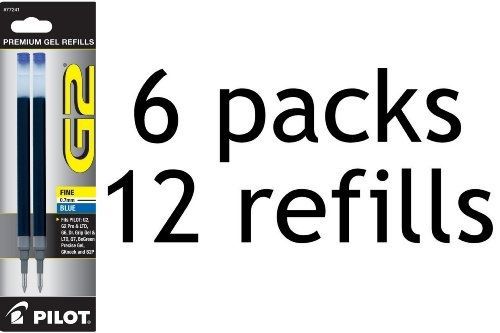 Value Pack of 6 - Pilot G2 Gel Ink Refill, 2-Pack for Rolling Ball Pens, Fine