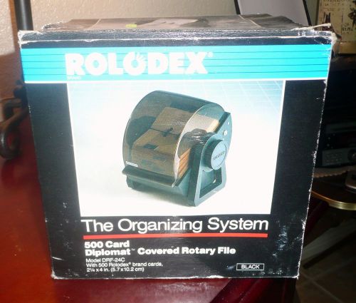 ROLODEX ORGANIZING SYSTEM 500 CARD ROTARY COVERED SWIVEL FILE IN BOX NSW -24C