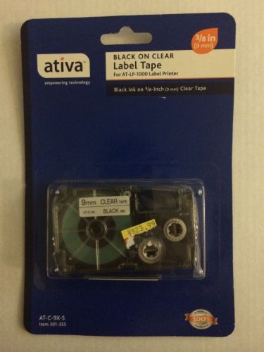 Ativa AT-C-9X-2S + Casio Ez Label -  Black On Clear Tape  3/8&#034; (9mm)  Pack Of 2
