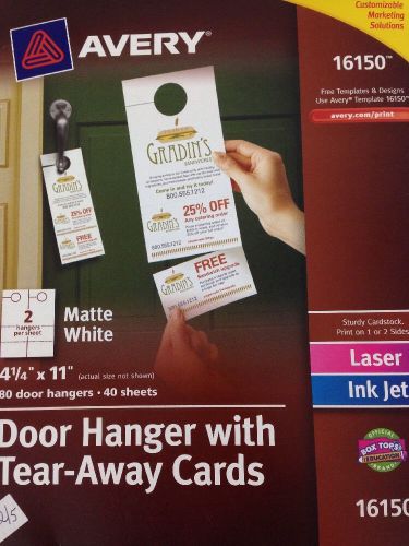 Avery Door Hanger with Tear-Away Cards Matte White 4.25&#034; x 11&#034; 80 hangers