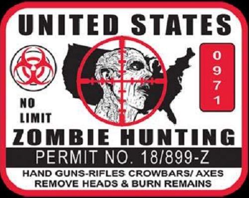 Zombie Hunt Permit HEAT PRESS TRANSFER for T Shirt Sweatshirt Tote Fabric 725d