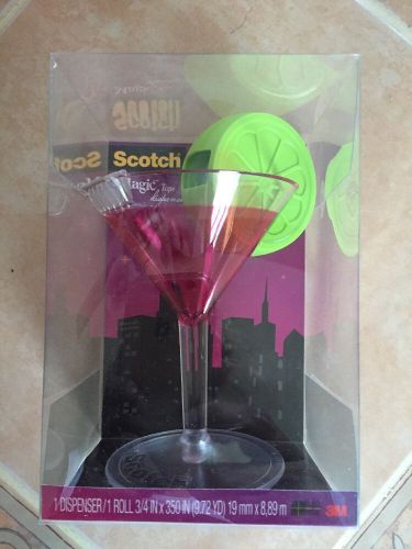Scotch Magic Tape Dispenser Cosmo Martini Glass w/ Lime Cocktail Wine