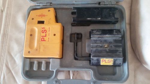 PACIFIC LASER SYSTEMS PLS-5 PLS5 PLUMB LEVEL SQUARE LASER LEVEL TOOL w/ CASE