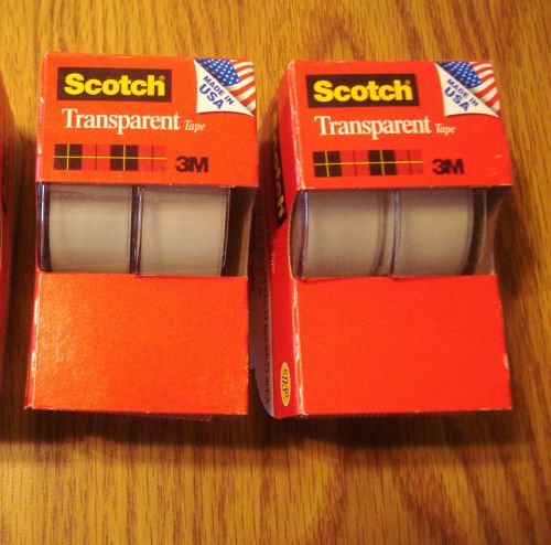 4 ROLLS 3M SCOTCH CLEAR OFFICE TRANSPARENT TAPE 3/4&#034; 250&#034; EACH DESKTOP DISPENSER