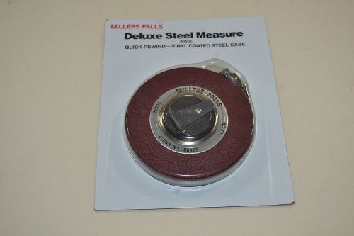 Nos millers falls 50&#039; deluxe steel tape measure vinyl coated case 3050c (wr8bg1 for sale
