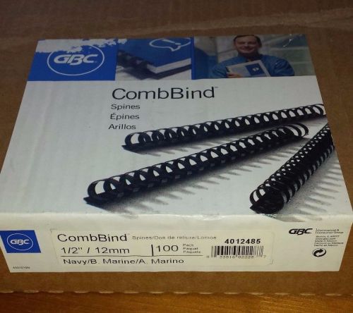 GBC Combbind Navy Blue 1/2 Inch-Diameter Plastic Binding Combs 100 Count