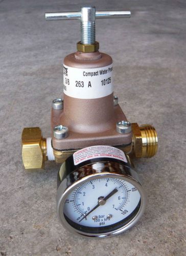 Watts 263a 3/8&#034; adjustable water pressure regulator w/ gauge and fittings
