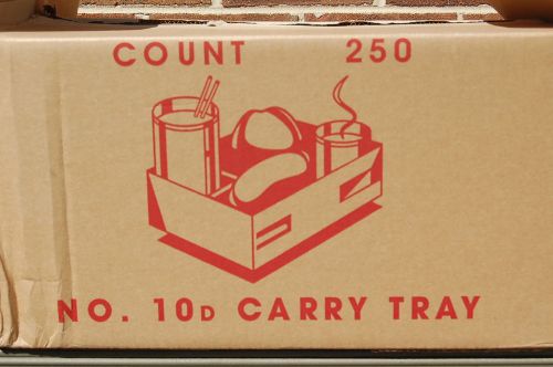 1-Box of 250 / Folding No. 10D Carry Tray Take-out 4-Cup Pop Up Carrier (#M3925)