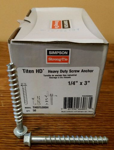 (50PK) Simpson Strong Tie THD25300H Titen HD Concrete Screw Anchor 1/4&#034; x 3&#034;