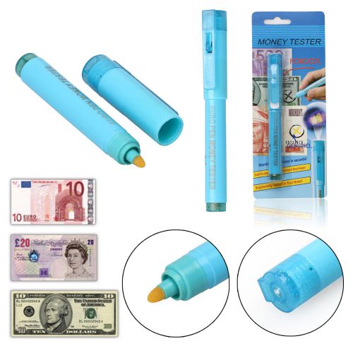 2 in 1 Money Checker Counterfeit Detector Marker Fake Banknotes Tester Pen Blue